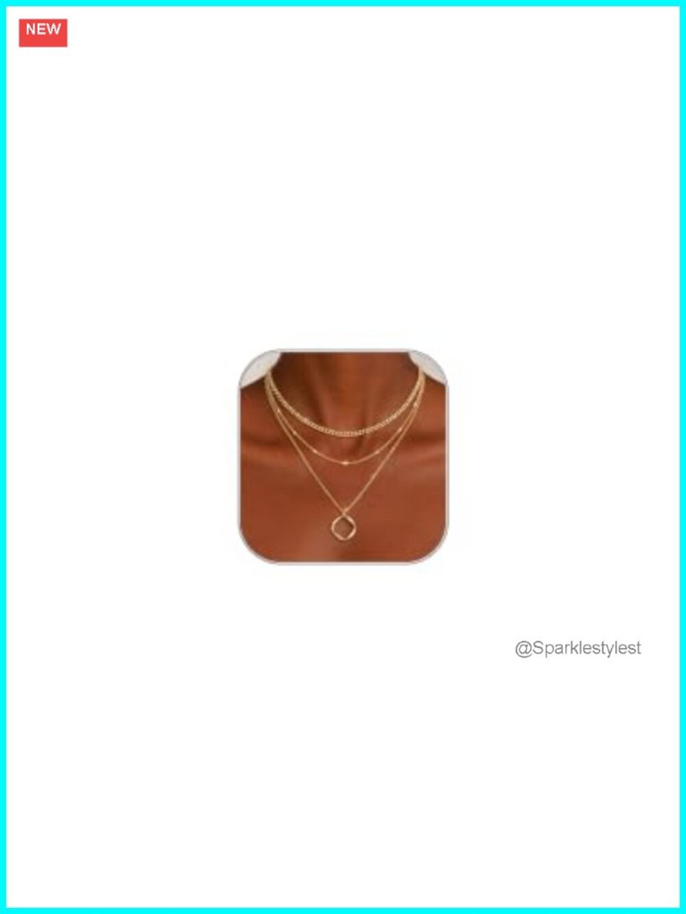 14K Gold Plated Layered Necklace Cubic Zirconia Circle Pendant